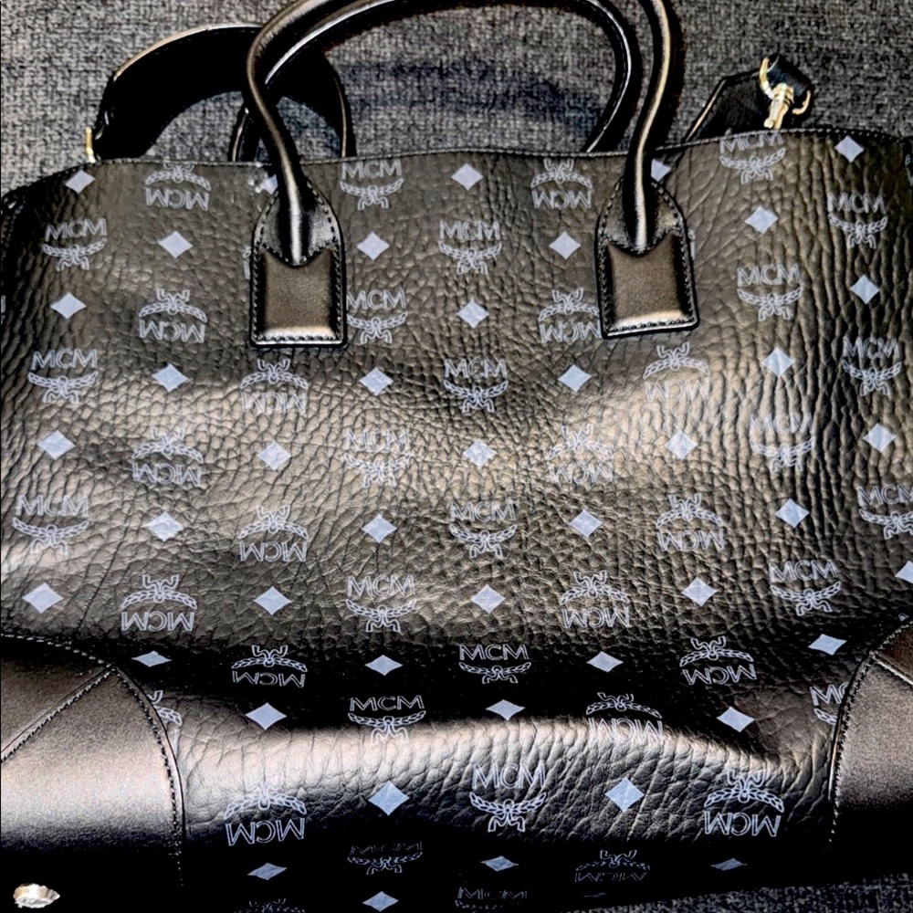 MCM Black and Gray Logo Tote